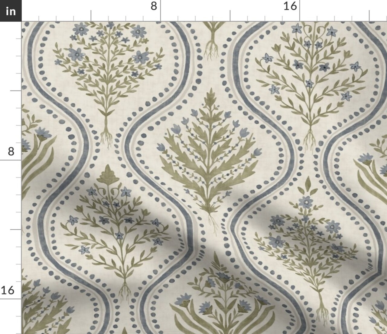 Beige Botanical Floral Meadow Wildflowers Granny Chic Retro Victorian Cottagecore French Country Large Scale Custom Printed Fabric by Spoonflower Various Fabrics by the Yard or Fat Quarter